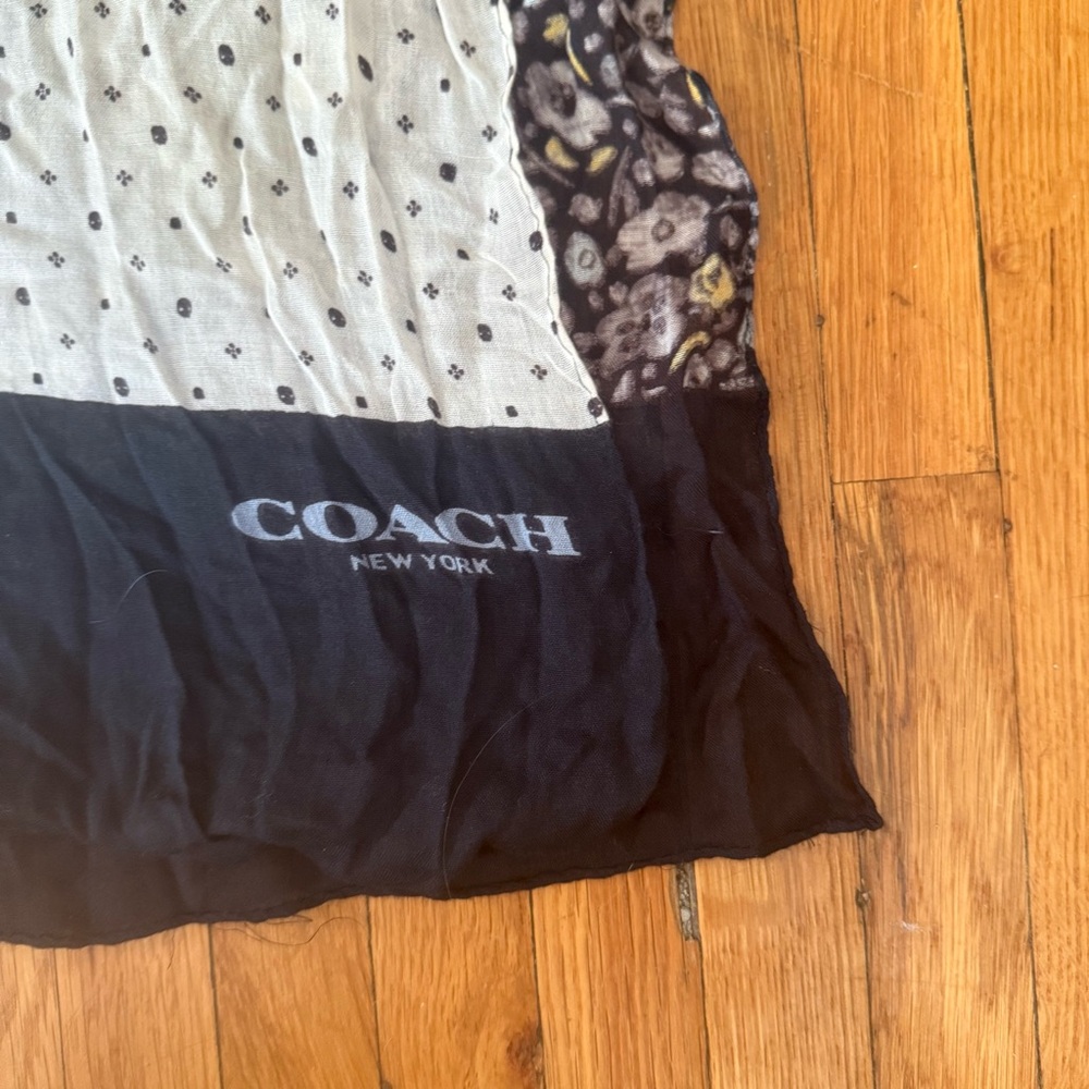 Coach Navy and Yellow Floral Scarf